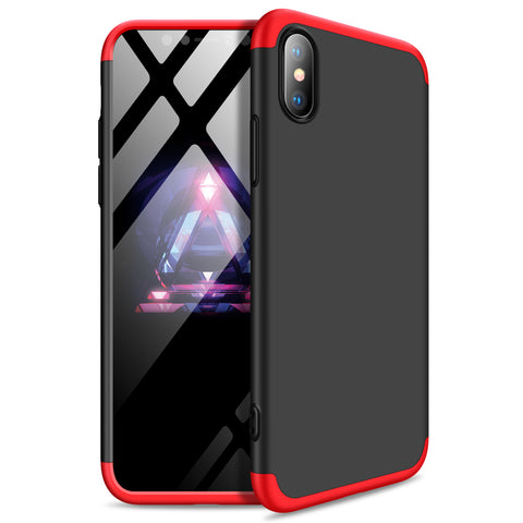 For Redmi 7A Ultra Slim PC Back Cover Non-slip Shockproof 360 Degree Full Protective Case Red black red