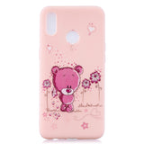 For OPPO Realme 3 Cartoon Lovely Coloured Painted Soft TPU Back Cover Non-slip Shockproof Full Protective Case with Lanyard Light pink