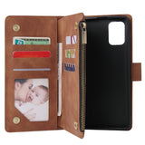 For Samsung A71 Case Smartphone Shell Precise Cutouts Zipper Closure Wallet Design Overall Protection Phone Cover  Brown
