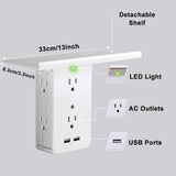 Socket Shelf Multi-function Power Outlet Shelf with Usb Ports Storage Holder white_U.S. regulations