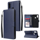 For Samsung A10S A20S Cellphone Cover Mobile Phone Shell Buckle Closure Cards Slots PU Leather Smart Shell with Wallet Overall Protection blue