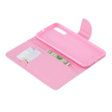 For Samsung A50/A70 Smartphone Case Overall Protective Phone Shell Lovely PU Leather Cellphone Cover with Card Slots  peach blossom