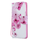 For Samsung A50/A70 Smartphone Case Overall Protective Phone Shell Lovely PU Leather Cellphone Cover with Card Slots  peach blossom