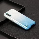 For Samsung A10/A50/A30S/A70/A20S Phone Case Gradient Color Glitter Powder Phone Cover with Airbag Bracket blue
