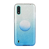 For Samsung A10/A50/A30S/A70/A20S Phone Case Gradient Color Glitter Powder Phone Cover with Airbag Bracket blue