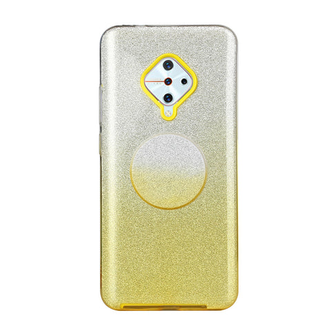 For VIVO Y91/Y93/Y95 with hole/V17/S1 Pro/Y95 Phone Case Gradient Color Glitter Powder Phone Cover with Airbag Bracket yellow