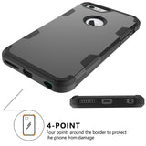 For iPhone 6 plus/6S plus PC+ Silicone 2 in 1 Hit Color Tri-proof Shockproof Dustproof Anti-fall Protective Cover Back Case black