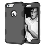 For iPhone 6 plus/6S plus PC+ Silicone 2 in 1 Hit Color Tri-proof Shockproof Dustproof Anti-fall Protective Cover Back Case black
