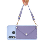 For HUAWEI P20/ P20 Lite/P20 Pro Mobile Phone Cover with Pu Leather Card Holder + Hand Rope + Straddle Rope blue