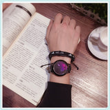 LED Fashion Men Women Waterproof Sports Wrist Watch with Leather Band Black S