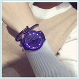 LED Fashion Men Women Waterproof Sports Wrist Watch with Leather Band Black S