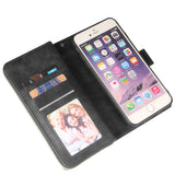 For Iphone 6/6s/6 Plus/6s Plus/7 Plus/8 Plus Pu Leather  Mobile Phone Cover Zipper Card Bag + Wrist Strap black