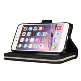 For Iphone 6/6s/6 Plus/6s Plus/7 Plus/8 Plus Pu Leather  Mobile Phone Cover Zipper Card Bag + Wrist Strap black