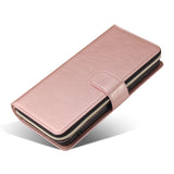 For Samsung A01/A21/A31/A41/A51 Pu Leather  Mobile Phone Cover Zipper Card Bag + Wrist Strap Rose gold