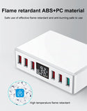 Travel Charger 6-USB Port Digital Display Extended Socket QC 3.0 Fast Charge Station Multi-Port USB Charging Plug AU Plug