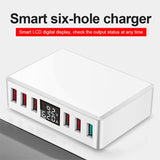 Travel Charger 6-USB Port Digital Display Extended Socket QC 3.0 Fast Charge Station Multi-Port USB Charging Plug AU Plug