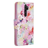 For Redmi Note 8/8 Pro Cellphone Cover Stand Function Wallet Design PU Leather Smartphone Shell Elegant Pattern Printed  Watercolor flower