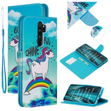 For Redmi Note 8/8 Pro Cellphone Cover Stand Function Wallet Design PU Leather Smartphone Shell Elegant Pattern Printed  Rainbow horse