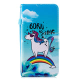 For Redmi Note 8/8 Pro Cellphone Cover Stand Function Wallet Design PU Leather Smartphone Shell Elegant Pattern Printed  Rainbow horse