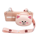 For OPPO F11/F11 Pro Cellphone Case Mobile Phone TPU Shell Shockproof Cover with Cartoon Cat Pig Panda Coin Purse Lovely Shoulder Starp  Pink