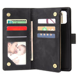 For Samsung A71 Case Smartphone Shell Precise Cutouts Zipper Closure Wallet Design Overall Protection Phone Cover  Black