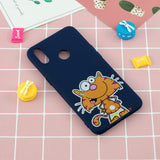For OPPO Realme 3 Cartoon Lovely Coloured Painted Soft TPU Back Cover Non-slip Shockproof Full Protective Case with Lanyard sapphire