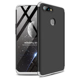 for Oppo A7 Ultra Slim PC Back Cover Non-slip Shockproof 360 Degree Full Protective Case Silver black silver_Oppo A7