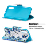 For Samsung A50/A70 Smartphone Case Overall Protective Phone Shell Lovely PU Leather Cellphone Cover with Card Slots  Magic butterfly