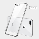 ForiPhone 7/8/SE 2020/7 plus/8 plus/6/6S/6 plus/6S plus Mobile Phone shell Square Transparent electroplating TPU Cover Cell Phone Case red