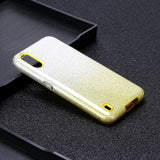 For Samsung A10/A50/A30S/A70/A20S Phone Case Gradient Color Glitter Powder Phone Cover with Airbag Bracket yellow