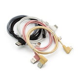 Nylon braided USB Cable Lightning/Micro USB 90 Degree Right Angle Male Data Sync and Fast Charging Charger Cable For iPhone and Samsung Android Phones Antique silver