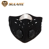 Men Women Anti-haze Mask Activated Carbon Dust-proof Cycling Face Mask Anti-pollution Training Bicycle Bike Outdoor Running Mask Face Shield black