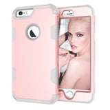 For iPhone 6 plus/6S plus PC+ Silicone 2 in 1 Hit Color Tri-proof Shockproof Dustproof Anti-fall Protective Cover Back Case Rose gold + gray