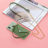 For HUAWEI P20/ P20 Lite/P20 Pro Mobile Phone Cover with Pu Leather Card Holder + Hand Rope + Straddle Rope green