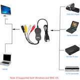 EZCAP159 USB 2.0 Audio Video Capture Card Convert Analog Video Audio to Digital Format for Windows Mac OS 10.14 Win10 64bit gray
