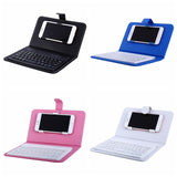 Portable PU Leather Wireless Keyboard Case for iPhone with Bluetooth Keyboard for 4.2-6.8 Inch Phones  pink_Bluetooth keyboard + leather case