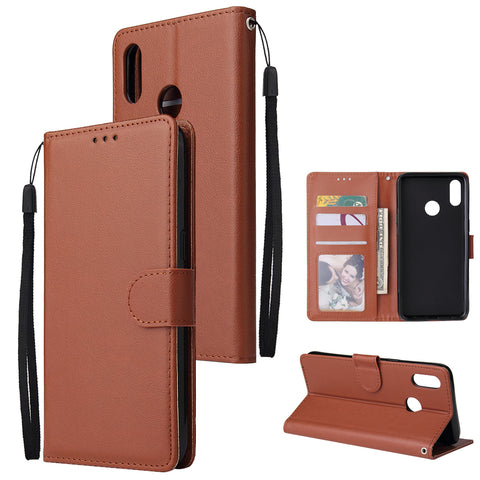 For OPPO Realme 3 pro Flip-type Leather Protective Phone Case with 3 Card Position Buckle Design Phone Cover  brown