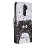 For Redmi Note 8/8 Pro Cellphone Cover Stand Function Wallet Design PU Leather Smartphone Shell Elegant Pattern Printed  Black white cat