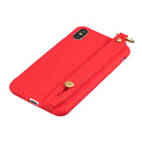 For Samsung A7 2018 Simple Solid Color Chic Wrist Rope Bracket Matte TPU Anti-scratch Non-slip Protective Cover Back Case 4 red