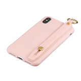 For Samsung A7 2018 Simple Solid Color Chic Wrist Rope Bracket Matte TPU Anti-scratch Non-slip Protective Cover Back Case 6 light pink