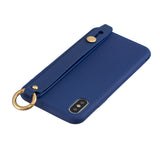 For Samsung A7 2018 Simple Solid Color Chic Wrist Rope Bracket Matte TPU Anti-scratch Non-slip Protective Cover Back Case 7 royal blue