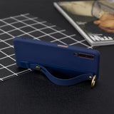 For Samsung A7 2018 Simple Solid Color Chic Wrist Rope Bracket Matte TPU Anti-scratch Non-slip Protective Cover Back Case 7 royal blue