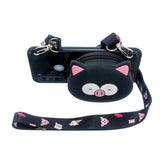 For Redmi Note 8/8T/8 Pro Cellphone Case Mobile Phone Shell Shockproof TPU Cover with Cartoon Cat Pig Panda Coin Purse Lovely Shoulder Starp  Black