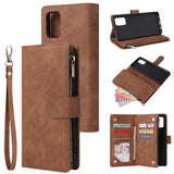 For Samsung A71 Case Smartphone Shell Precise Cutouts Zipper Closure Wallet Design Overall Protection Phone Cover  Coffee