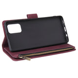 For Samsung A71 Case Smartphone Shell Precise Cutouts Zipper Closure Wallet Design Overall Protection Phone Cover  Wine red