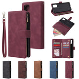 For Samsung A71 Case Smartphone Shell Precise Cutouts Zipper Closure Wallet Design Overall Protection Phone Cover  Wine red