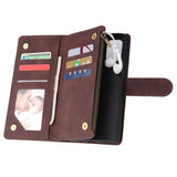 For Samsung A71 Case Smartphone Shell Precise Cutouts Zipper Closure Wallet Design Overall Protection Phone Cover  Coffee