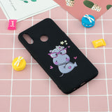 For OPPO Realme 3 Cartoon Lovely Coloured Painted Soft TPU Back Cover Non-slip Shockproof Full Protective Case with Lanyard black