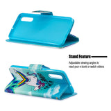 For Samsung A50/A70 Smartphone Case Overall Protective Phone Shell Lovely PU Leather Cellphone Cover with Card Slots  Rainbow horse