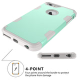 For iPhone 6 plus/6S plus PC+ Silicone 2 in 1 Hit Color Tri-proof Shockproof Dustproof Anti-fall Protective Cover Back Case Mint green + gray